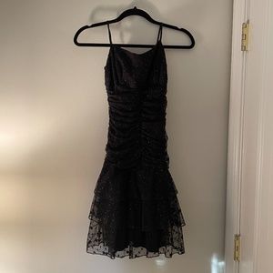 Girl's Black Ruched Party Dress